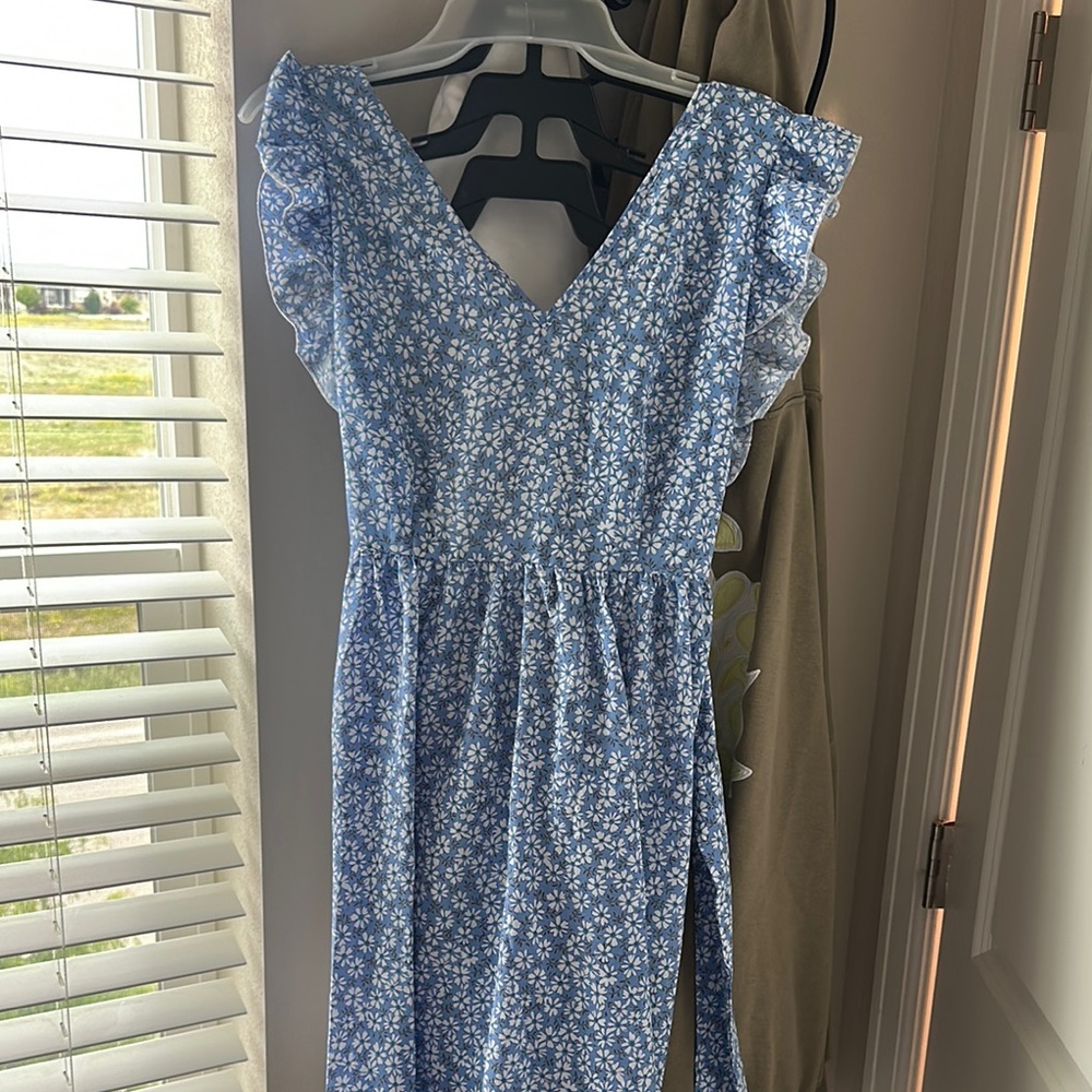 Floral Blue Sleeveless Dress